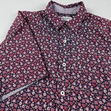 Nick Graham Everywhere Floral Button Up Shirt Mens Large Modern Fit Stretch SS