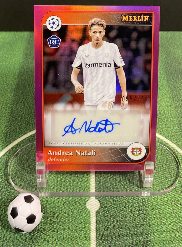 Andrea Natali Auto /199 Pink Refractor Bayer Leverkusen Merlin 2024-25