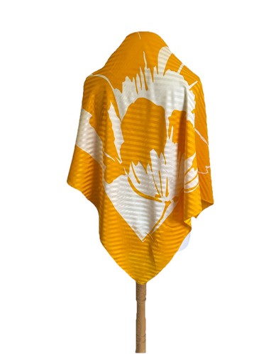 H32#Valentino Silk Scarf Yellow White Floral Large Square Vintage Italy Designer - Image 1