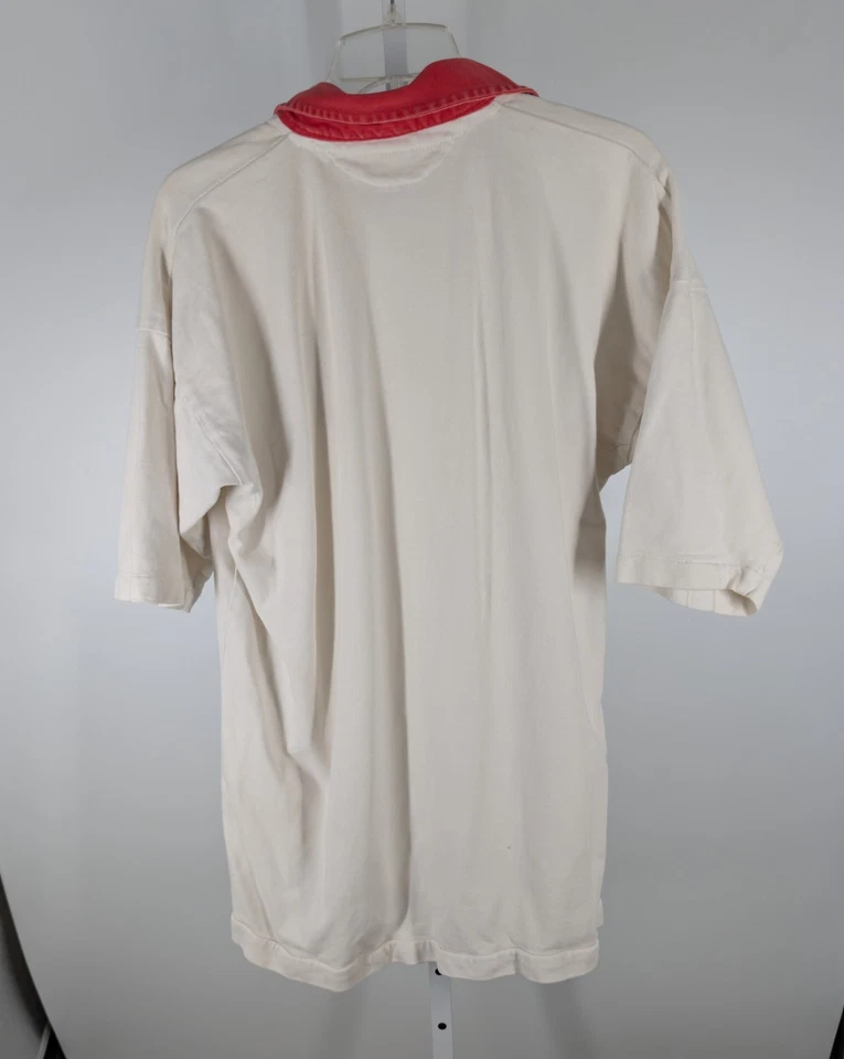 Camisa de Rugby Morris RFC 1989 Torneo de Mardi Gras Golpeada Blanca Roja 48 Foto 3 de 4