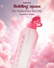 Tupperware ECO AquaVibe 67oz Water Bottle w/ Flexible Straw- Pink- NIP