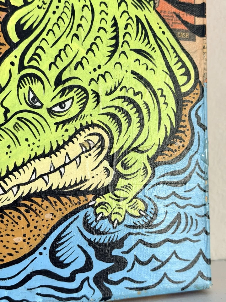 Damon Soule “Wish You Were Here” 2017 acrílico y medios mixtos sobre lienzo firmado Foto 3 de 4