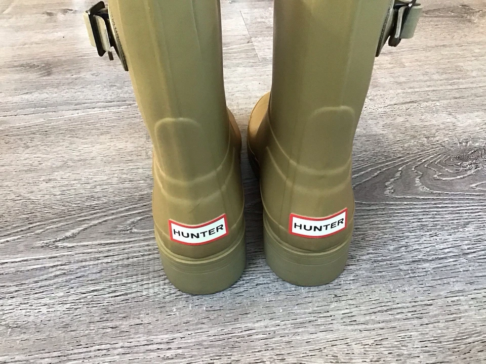 Hunter Botas Mujer US 7 UK 5 Eur 38 Wellington Impermeables Org Cortas Lluvia Dorado Foto 3 de 4