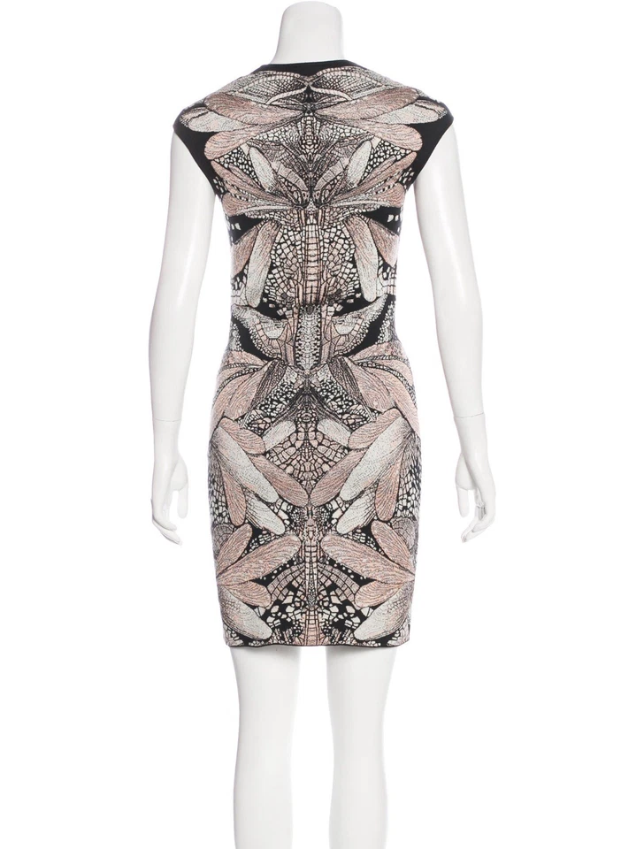 Vestido Alexander McQueen Libélula Intarsia Lana Mini Vestido Pequeño Foto 4 de 4