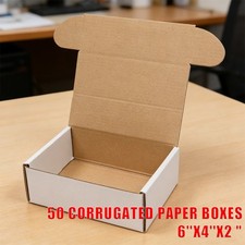 50 Pack 6x4x2 White Corrugated Shipping Mailer Packing Box Boxes 6" x 4" x 2"