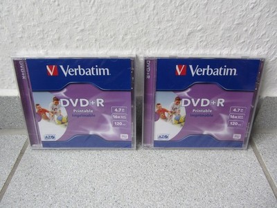 2x Verbatim DVD+R Printable Imprimable - 4.7GB / 120Min - NEU OVP