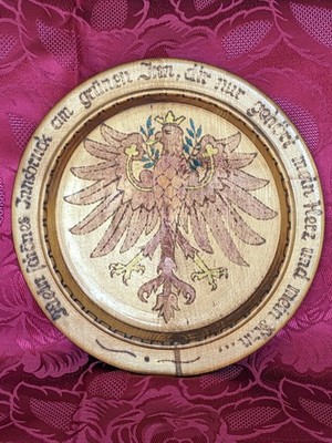 1945 Holz Handarbeit Österreich Tiroler Adler Teller Papa Opa Vatertag