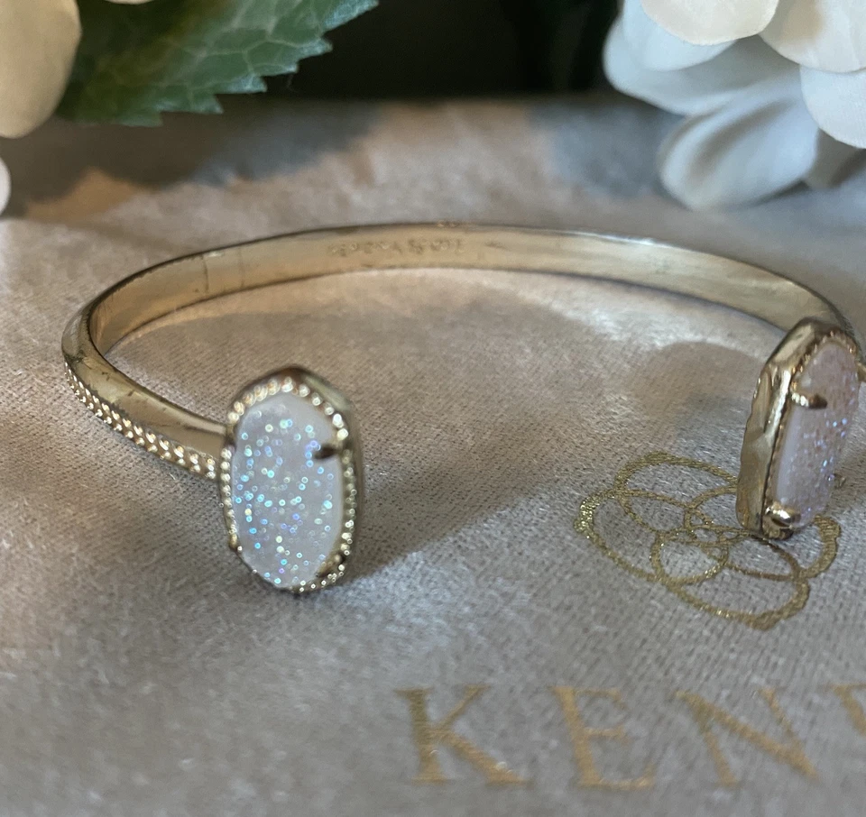 Kendra Scott Elton Cuff Bracelet ~ Gold & Iridescent Drusy - Image 2 of 4