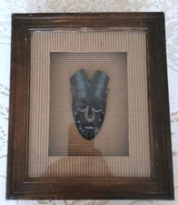 Vintage AFRICAN Mini Mask Devilish African Tribal 3D Wall Art Framed Shadow Box
