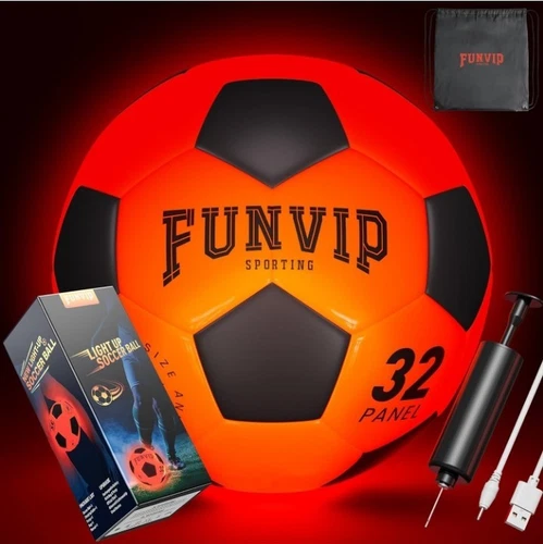 Light Up LED Soccer Ball #5, Rechargeable Glow in The Dark Soccer Ball with Bag 