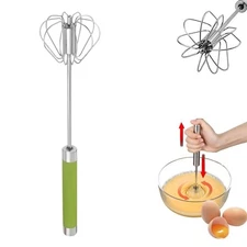 Stainless Steel Semi-Automatic Whisk Egg Whisk Hand Push Rotary Whisk Blender Se