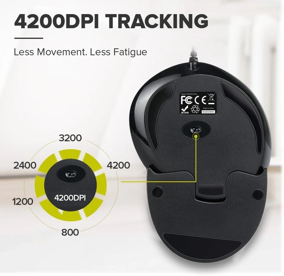 Wired Vertical Ergonomic Mouse with 6 Programmable Buttons 4200DPI Removable ... - Image 3 of 4