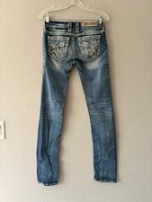 ROCK REVIVAL Nancy Jeans Womens 26 Blue Denim Embellished Designer Pants