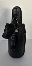 Caddy O-Insulated-Black Leather-Wine Bottle Carrier/w/Straps-w/Stoppers NEW
