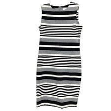 Women's Calvin Klein Sleeveless Cotton Blend Midi Above Knee Designer Dress - 4