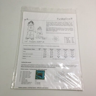 Trousers Dortje Farbenmix de Euro Childrens Pattern Size 2T-10 Pants