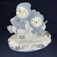 2000 Encore 4" Snow Buddies "Melty Slippery When Wet" Snowman Figurine Caution
