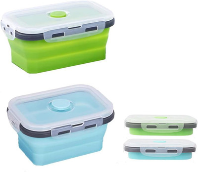 2 Rectangle Silikon zusammenklappbaren Container Faltbare Frischhalteboxen Brotd