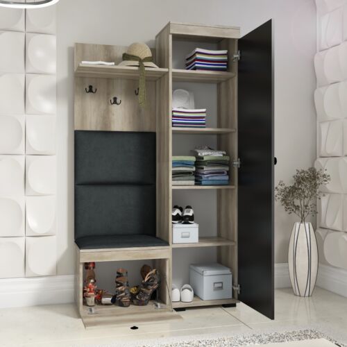 Flurgarderobe DUO, Garderobenschrank, Spiegel, Schuhschrank, fertig aufgebaut - Bild 20 von 33