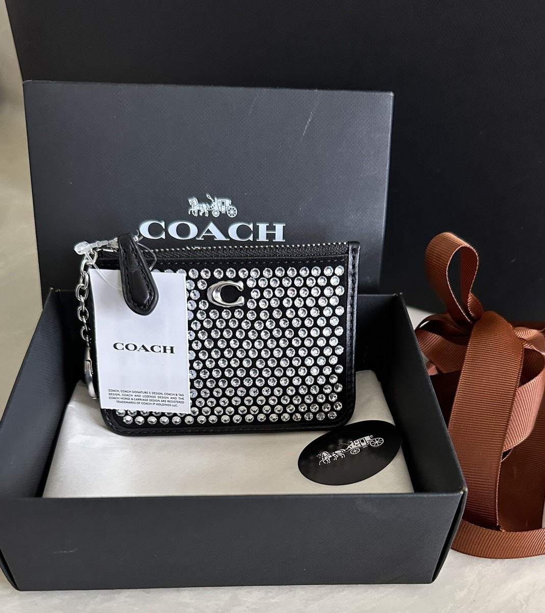 NWT COACH CRYSTAL ID/CARD SKINNY CASE BLACK CX249 | eBay