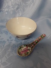 Chinnese Rice Soup Bowl And Hand Painting Spoon