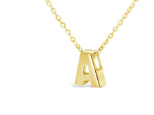 Collar colgante inicial letra bloque oro amarillo macizo 14k dije A-Z mayúscula