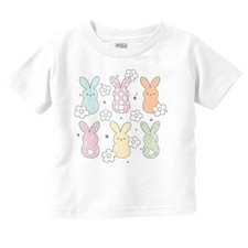 Cute Colorful Easter Bunny Flower Patterns Toddler Girl Youth T Shirt For Kids