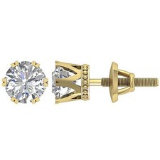 Solitaire Stud Earrings For Women VS F 1.50 Ct Lab Grown Diamond 14K Yellow Gold