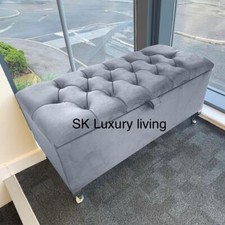 Ottoman Storage Box Chesterfield Velvet Blanket Toy Box  Pouffe Bench Footstool.