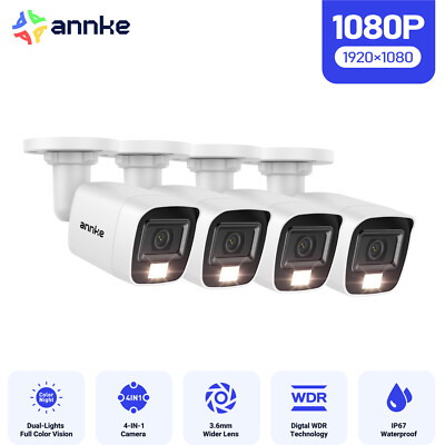 ANNKE 4pcs 1080P TVI Outdoor 2MP Security Camera Home Surveillance Color Night