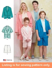 SEWING PATTERN Matching Teen Women Men Boys Girls Blazer - Suit Coat Jacket 9930