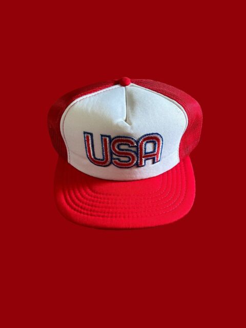 Olympics USA VTG Red White Trucker SnapBack Hat