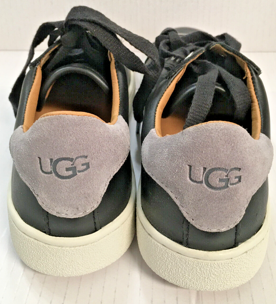 UGG Australia Womens Milo Black Leather Lace Up Shoes US8 EU39 UK6