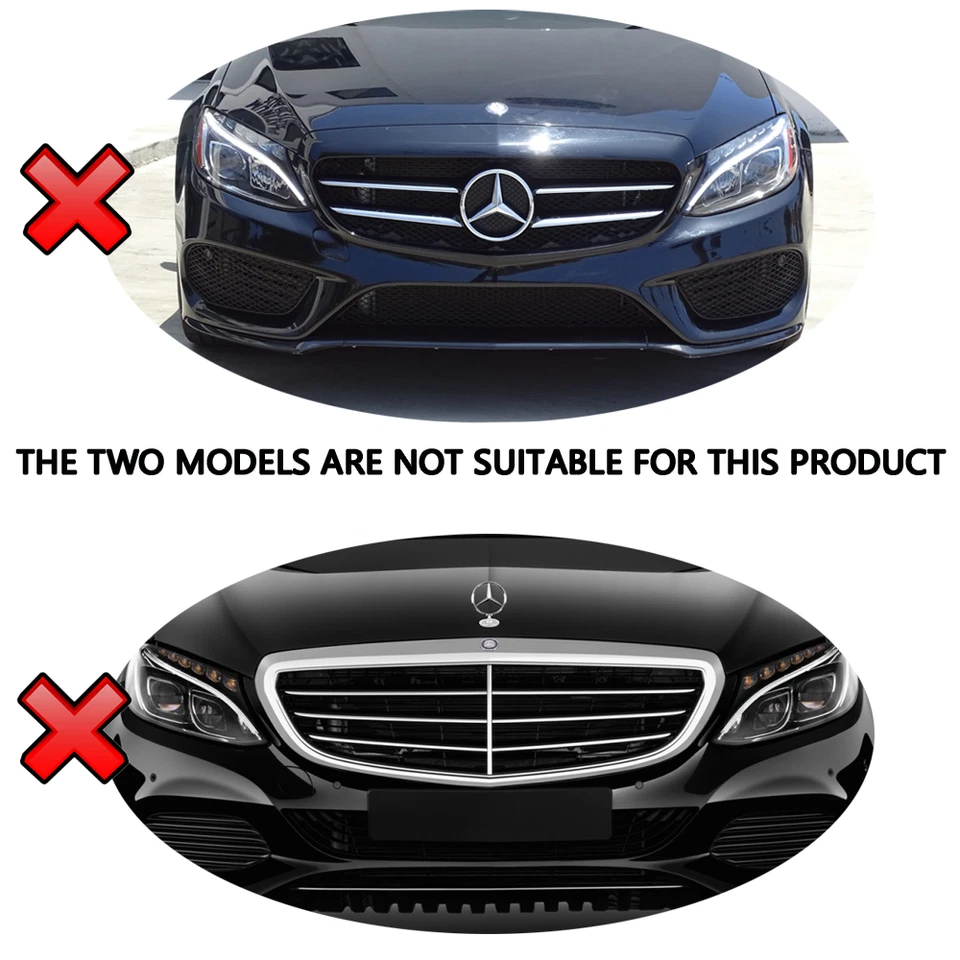 Black Front Grille Grill For Mercedes Benz W205 C300 C250 C300 2015-2017 2018 Foto 2 de 4