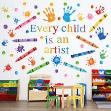 Every Child Is an Artist Wall Decals Watercolor Crayon Paint Splatter Wall Decal