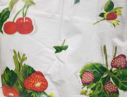 Vinyl Flannel Back Tablecloth,60"x84"Oblong, BERRIES,STRAWBERRIES & MORE,Fairfax - Picture 6 of 16