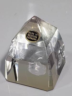 Vintage Glass Pyramid Shaped Paperweight 2.5'' Art Decor