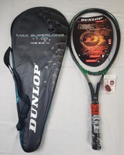 Dunlop Max Super Long Tennis Racket w/ Cover - 4 1/8 in, Longbody, OS, Vintage