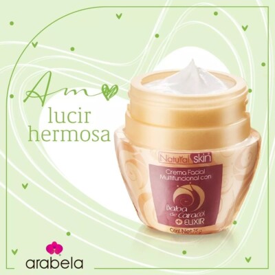 CREMA FACIAL MULTIFUNCIONAL CON BABA DE CARACOL MAS ELIXIR 75 G  ARABELA MEXICO
