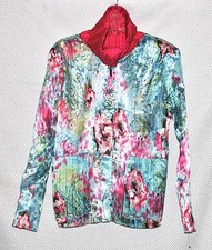 Nwt Julia Lane Ladies Aqua & Hot Pink Accordian Style Jacket Size L