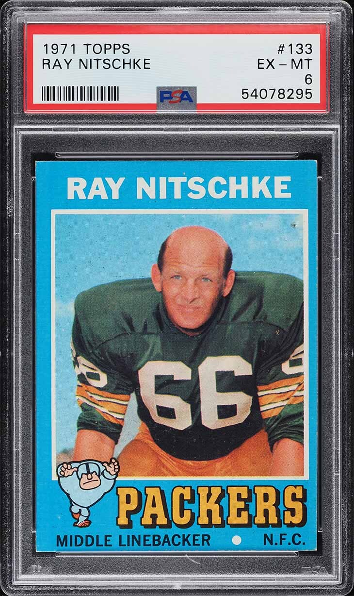 1971 Topps FB Card #133 Ray Nitschke Green Bay Packers HOF PSA 6 EXMT