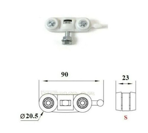 KIT CARRELLI PER PORTE SCORREVOLI SCRIGNO UNIVERSALE PORTATA KG 80 - Foto 8 di 9
