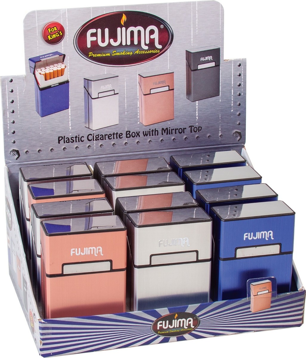 12 Aluminum Finish Top Flip Open Plastic Cigarette Case Pack Holder King  Size