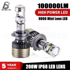 9006 Hb4 200w Mini Bi Led Projector Lens Headlight Kit 100000lm 6000k 2pcs
