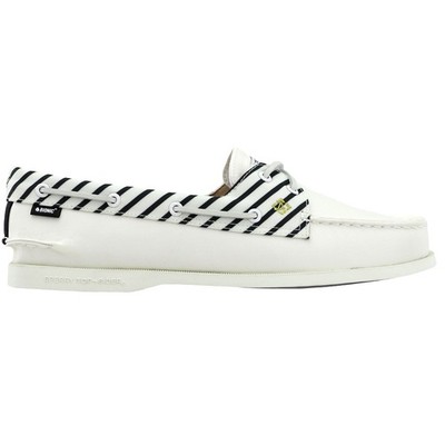Sperry Authentic Original 2Eye Bionic Striped Boat  Womens Off White Flats Casua