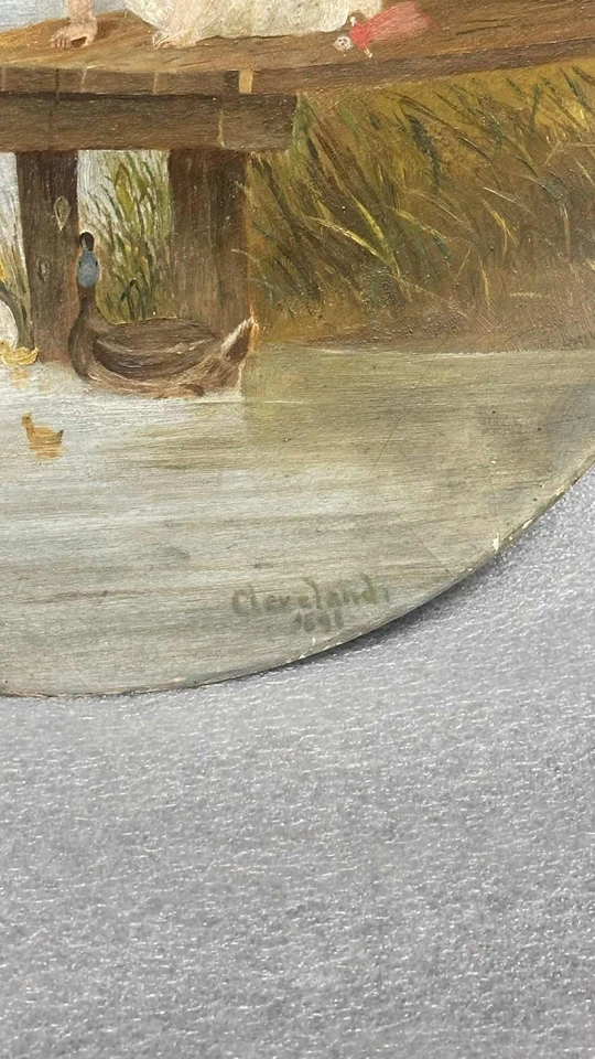 1890's Signed Art Nouveau Painting - note on back side - Image 2 of 4