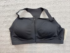 All in Motion Womens 44DD Black High Support Front Zip Sports Bra