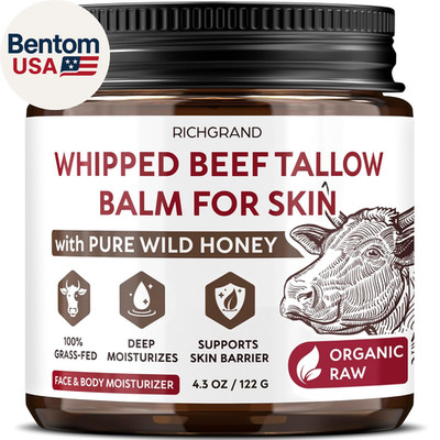 Beef Tallow for Skin - Whipped Tallow and Honey Balm - Grass Fed Beef Tallow for