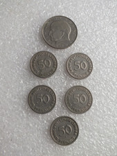 5 x 50 Pfennig Coins - F - J - 1949 + 2 DM 1968   G   - MG 58/2