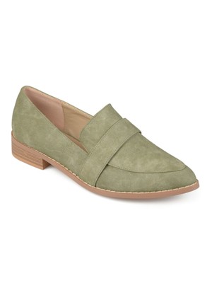 JOURNEE COLLECTION Womens Green Rossy Almond Toe Block Heel Slip On Loafers 9 M